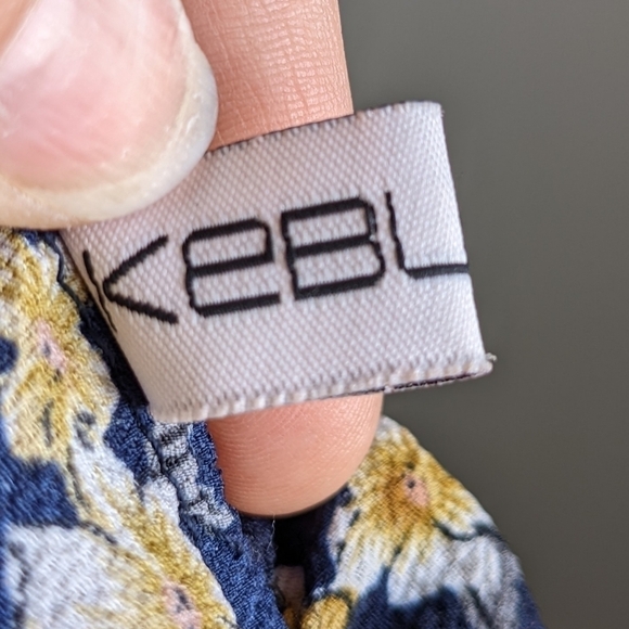 KEBUNUO Navy Blue Asian Style Short Sleeve Top XL/ M - Picture 4 of 12